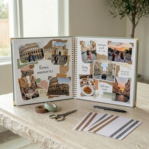 Beautiful Linen Scrapbook Photo Album 10"x10" - 40-Page Blank Guest Book | Perfect to Preserve Special Memories of Family, Weddings, Birthdays and Baby Showers - Timeless Keepsake for Every Home - color: Sage