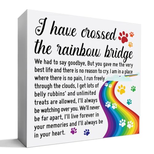 Sympathy Gift for Loss of Pet, Memorial Bereavement Gifts for Loss of Dog Cat Pet Owner Condolence in Loving Memory Gifts, Remembrance Desk Decor, I Have Crossed The Rainbow Bridge