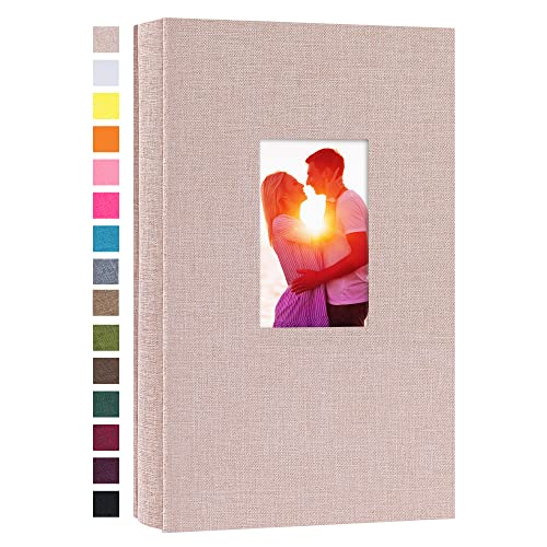 potricher Linen Photo Album for 4x6 Inch Photos, 300 Pockets | Linen Cover, Small Capacity 4x6 Picture Albums with Horizontal Pockets, 4x6 Photo Book for Family, Wedding, Baby, Anniversary - color: Beige