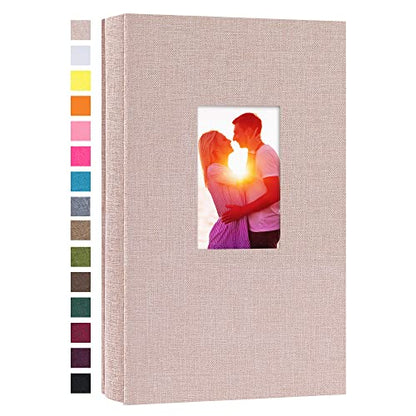 potricher Linen Photo Album for 4x6 Inch Photos, 300 Pockets | Linen Cover, Small Capacity 4x6 Picture Albums with Horizontal Pockets, 4x6 Photo Book for Family, Wedding, Baby, Anniversary - color: Beige