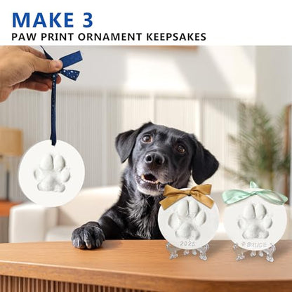 MYPAWLETS Dog Cat Pawprints Keepsake Kit,3 Round,Clay Paw Print Ornaments - size: Make 3（3 circles）
