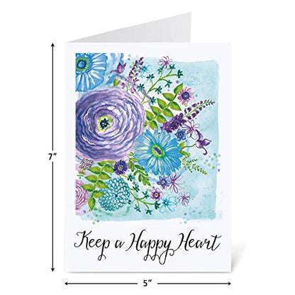 Current Happy Heart Thinking of You Cards with Envelopes - Assortment of 8 Greeting Cards, 4 Designs, Large 5" x 7" Thinking of You Cards for Women - style: Happy Heart
