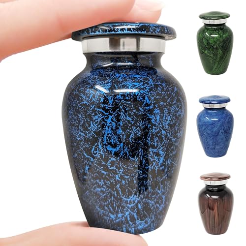 Small Blue Keepsake Cremation Urn for Human Ashes | Miniature Memorial Urns | Personal Cremation Keepsake | for Men or Women | Elegant Tribute for Loved Ones | Compact Memorial Container - color: 1 Dark Blue