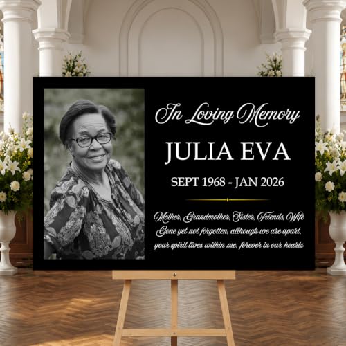 Personalized Funeral Welcome Sign, Elegant Celebration Of Life Funeral Sign, Memorial Welcome Sign with Picture, In Loving Memory Of Sign, Memorial Photo Signs, Celebration Of Life Decorations - color: Style #12
