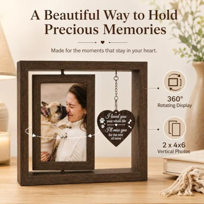 Dog Memorial Gifts for Loss of Dog - 360° Rotating Pet Memorial Picture Frame for 2 4x6 Photos - Pet Loss Sympathy Remembrance Gift for Dog and Cat Lovers
