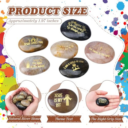 Yuntau 30 Pcs Bible Verses Stones Religious Crosses Stones 10 Different - style: Religion