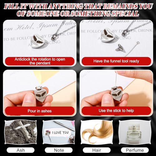 Ecation 12 Set Small Urn Cremation Jewelry Necklaces for Ashes Stainless Steel Keepsake Urns Memorial Locket Mini Ash Holders Waterproof for Human Adult Female Male Family Loved One(Red) - color: Red