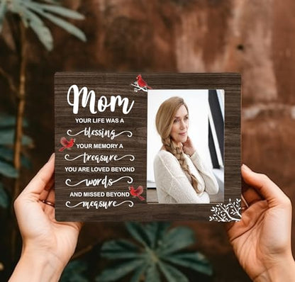 Mom Memorial Wooden Picture Frame, In Loving Memory Remembrance Photo Frame Gifts for Mommy, Bereavement Sympathy Wooden Frame for Loss of Mom, 4x6 inch Photo - style: Mom Memorial
