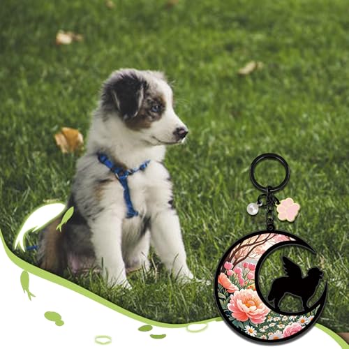Dog Memorial Gifts for Loss of Dog Angel on Moon | Sympathy Gift Pet Memorial Gifts for Dog Bereavement Condolences Gift for Loss Dogs Bereavement Keychain
