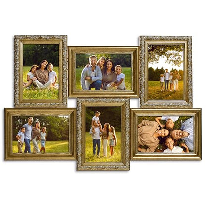 Camden Reed Romantic 6-Piece Collage Frame Set, Cut Join Design for Cherished Moments, 4x6 Inch, Brass Molding - color: Brass Molding, size: 6 Openings