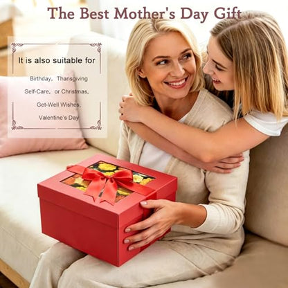 Premium Crochet Flower Bouquet Blanket Rose Red Birthday Gifts for Women | Unique Gifts for Mom Wife Grandma Girlfriend Handmade Knitted Throw Blanket, Get Well Gifts for Women After Surgery, 51in - color: Red Rose