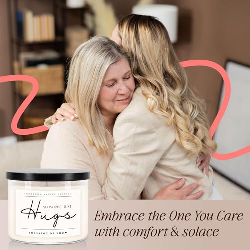 LUMELOOM Sympathy Gift for Loss of Loved One, 14.5oz 3-Wick Lavender Candle | Memorial Gifts, Miscarriage Gifts for Mothers, Bereavement Condolence Grief Presents for Women, No Words Just Hugs Candle