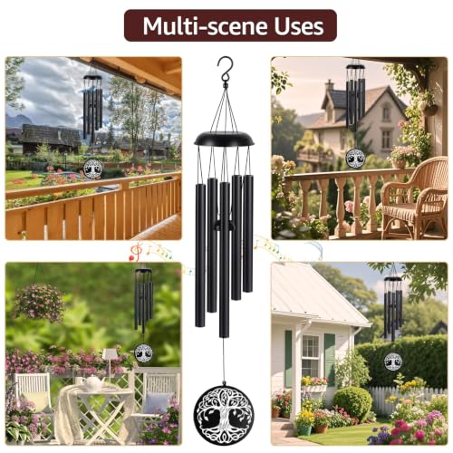 Sympathy Wind Chimes for Loss of Loved One, 39" Memorial Windchimes Outdoor - size: 39“-Black