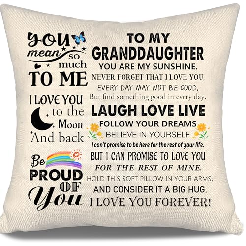 to My Granddaughter Gift Ideas Throw Pillow Covers for Granddaughter from Grandma Grandpa Birthday Graduation Thanksgiving - color: Granddaughter