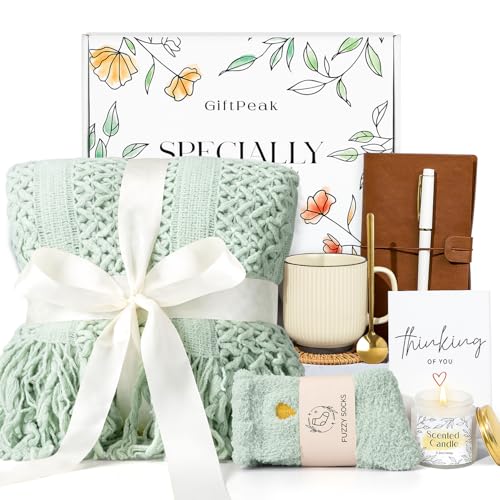 Gifts for Women, Get Well Soon Gifts for Women, Sympathy Care Baskets, Thinking of You Care Package, Self Care Gifts, After Surgery Feel Better Gifts Blanket (Sage Green） - color: Sage Green