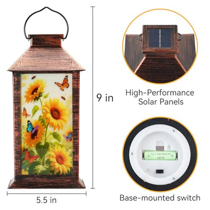 Homemory Solar Hanging Lanterns Outdoor Waterproof Sunflower LED Lights - style: Sunflower