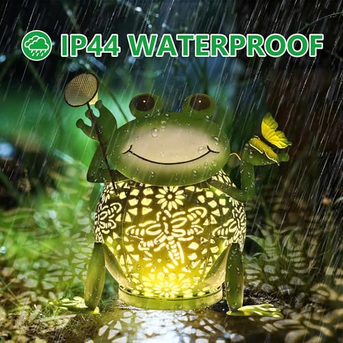Solar Lantern Outdoor Lights, Cute Metal Solar Frog Lamp with Sound - size: Frog