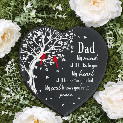 Dad Memorial Stone, Memorial Gifts for Loss of Dad Cardinal Memorial Garden Stone, Sympathy Gifts for Loss of Father in Memory of Dad in Heaven - My Mind Still Talks to You