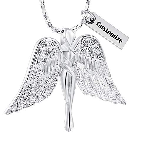 Imrsanl Cremation Jewelry Keepsake Angel Wings Urn Necklace for Ashes - color: Customize