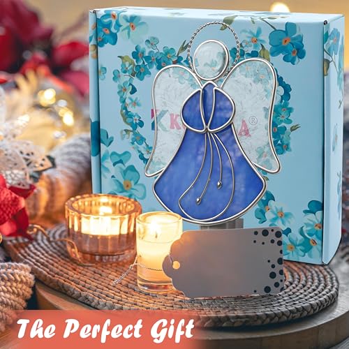 Stained Glass Blue Guardian Angel Night Lights Plug into Wall - color: Blue Angel