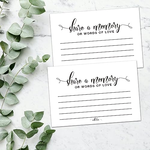 Share a Memory or Words of Love Cards, Celebration of Life Decorations, Funeral Guest book, Memorial Guest Book for Weddings, Showers, Birthdays, Celebration of Life, Going Away, Graduation, 50 Cards.