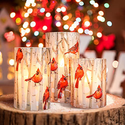 Crystal Club Christmas Flameless Candles with Remote, Cardinal Theme - style: Cardinal Theme