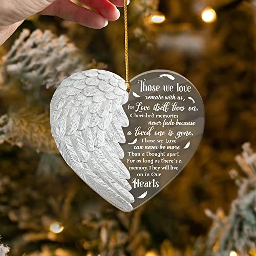 Memorial Angel Ornaments - Acrylic Angel Wings for Christmas Tree, Condolences & Bereavement Gift