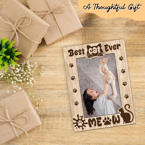 Best Cat Ever Picture Frame, Cat Memorial Photo Frame for Pet Lovers Friends, Cats Lover Gift Cats Memorial Gifts 4x6 Wooden Picture Frame, Home Bedroom Office Shelf Table Decor -026 - style: Best Cat Ever