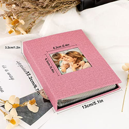 Ywlake Photo Album 4x6 100 Pockets 2 Packs, Small Mini Capacity Linen Photo Album Bulk Sets, Each Pack Holds 100 Top Loader Vertical Only Picture for Kids Boy Girls Pink - color: Pink, size: 100 Pockets/2PK