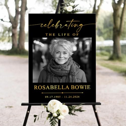 Personalized Funeral Welcome Yard Sign, Celebration of Life Decoration with Photo, Custom Memorial Display for Outdoor Ceremony, Elegant Tribute Keepsake for Family, Friends and Loved Ones #7 - color: Version #7