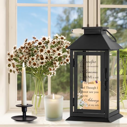 Memorial Lantern for Grandpa Remembrance Sympathy Gifts with LED Candle - color: Grandpa