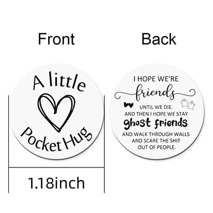 ShiQiao Spl Bff Best Friend Bestie Friendship Gifts for Women Girls, Pocket Hug Token Keychain Coin for Best Friends Birthday Christmas Gift for BFF Besties Keychains with PU Leather Keyring - color: Ghost Friends