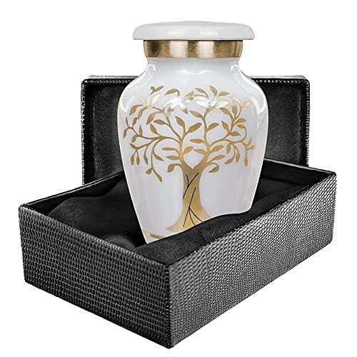 Trupoint Memorials Small Urns for Human Ashes Keepsake, Tree of Life Decorative Mini Cremation Urn for Adult Men and Women, Small White - color: White, size: Keepsake