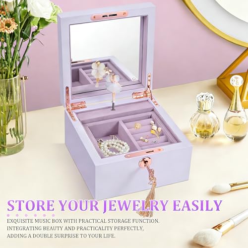 LIHOU PAPAQ Wooden Ballerina Musical Jewelry Box for Girls and Women - Music Chest,Jewelry Storage Box,Gifts for Christmas,Birthday,Valentine's Day and All Holidays