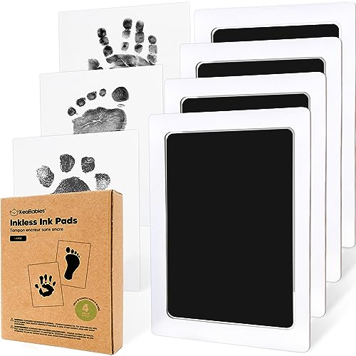 4pk Inkless Baby Hand and Footprint Kit, Mess Free Ink Pads (Jet Black, L) - color: Jet Black, size: 4-Pack, Large 3.1” x 4.9”