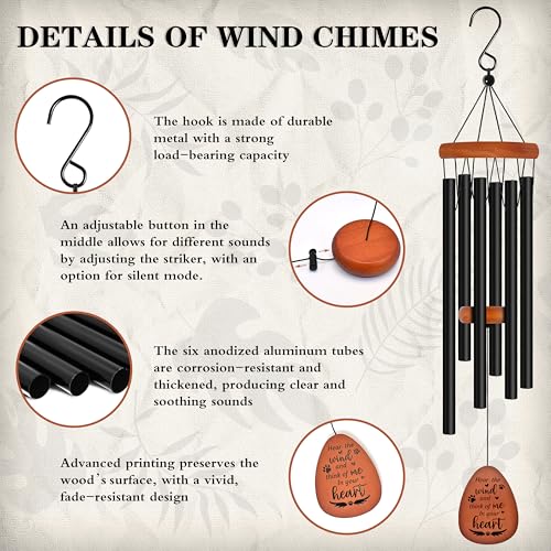 Dog Memorial Gifts for Loss of Dog, 28" Pet Memorial Gift Wind Chime, Black - color: Black