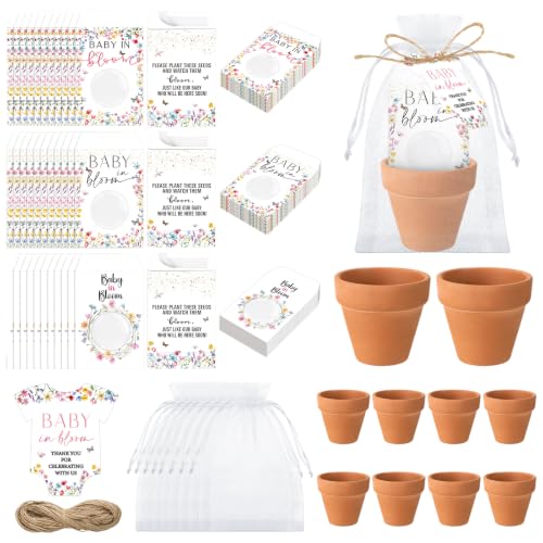 Reallnaive Baby Shower Party Favors Baby in Bloom Envelopes Seed Packets Include Mini Terracotta Pots Seed Packets Self Adhesive Envelopes Thank You Tags Gift for Party(24 Pcs, Wildflower Clothes) - style: Baby in Bloom