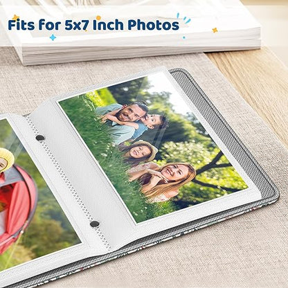 Fintie Photo Album 5x7 Photos, 52 Pockets Small Capacity Wallet Albums Book | Vegan Leather Cover, 5X7 Picture Keepsakes, Family/Wedding/Travel Memory Book, For Boys Girls Art Work, Spring Bloom - color: Spring Bloom