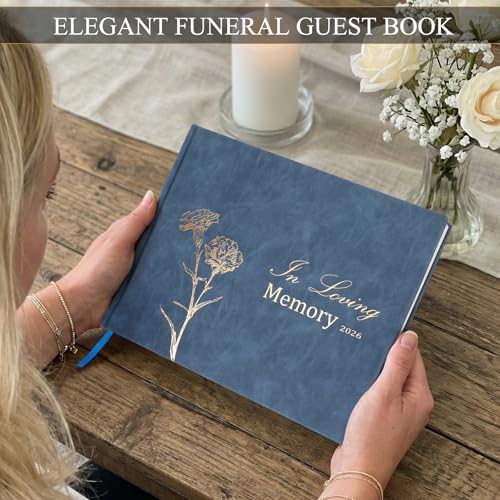 Funeral Guest Book Set with Wooden Keepsake Box, Memory Cards & Pens | Complete Memorial Table Set Includes guest book, keepsake box, 50 memory cards, card drop box, sign, instruction card & pens - style: Guest Box Kit