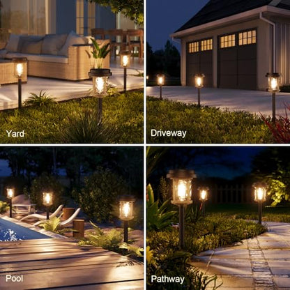 XMCOSY+ Solar Pathway Lights, 6 Pack Solar Outside Garden Landscape Lights - color: Black & Brown, size: 6 Packs