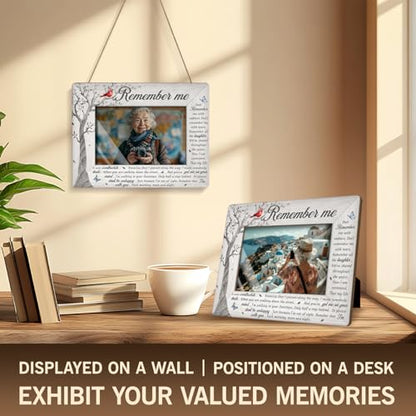 Remember Me Picture Frame for Loss of Loved one, Sympathy Bereavement Gifts for Family, Condolences Remembrance In Memory of Mom Dad Brother Sister Baby, Tabletop and Wall Mount Display 4x6” - color: Grey