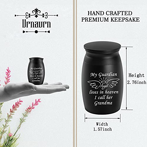 Personalized Custom Urns for Ashes, 2.8“ High Small Cremation Urns, Handcrafted Keepsake Urn for Family, Beautiful Peaceful Decorative Urns, Engraved Date or Name Funeral Urn Designed for Sharing - style: Angel Keepsake Engraving 2.8" Black