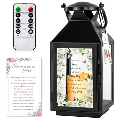 Memorial Lantern - Bereavement Sympathy Gifts for Loss of Loved One - Mother, Father, Grandpa, Grandma Remembrance Gift - color: Those We Love Black