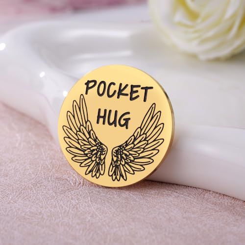 Aesnefe Pocket Hug from Heaven, Memorial Gifts for Loss of Mom Dad Son Daughter Husband Wife Grandpa Grandma Brother Sister, Sympathy Condolence Gifts, Bereavement Remembrance Gift - color: Gold