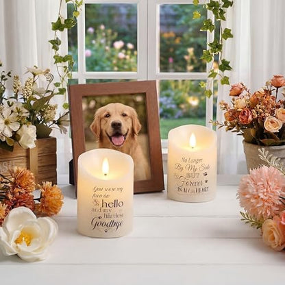 Copkim 2 Pcs Dog Memorial Gifts for Loss of Dog Flameless Memorial Candles LED Pet Loss Sympathy Candles Gifts for Pet Lovers Friends Families in Memory of Doggie Passing Away