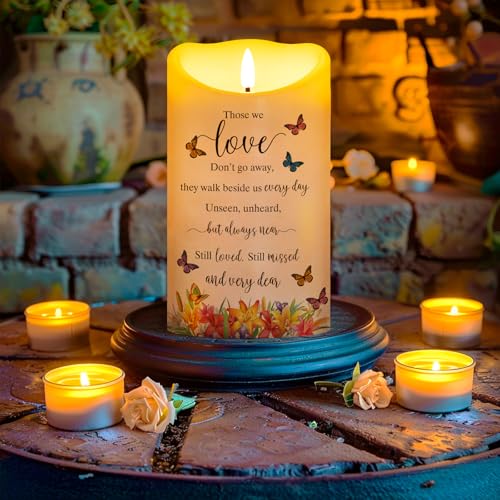 Flameless Memorial Candle, Real Wax LED Light with Remote Sympathy Bereavement Gifts for Loss of Loved One Sympathy Candles for Loss of Mother Father Mom Dad Son Remembrance Gifts (4" x 7") - color: Those We Love