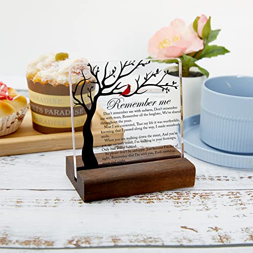 Cardinal Sympathy Gift, Sympathy Gifts, Memorial Gifts for Loss of Loved One Condolence Grief Bereavement Present in Memory of Mother Father Husband Wife - Clear Plaque Sign With Wooden Stand - color: Colour03