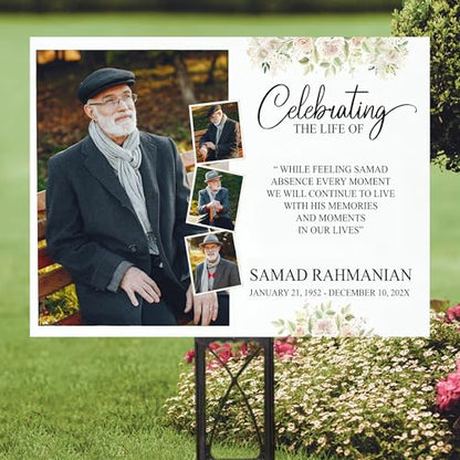 Custom Funeral Welcome Sign, Memorial Yard Sign, Celebration of Life Welcome Board, Personalized Remembrance Sign for Funeral Service - CCTC10 - color: Background #10