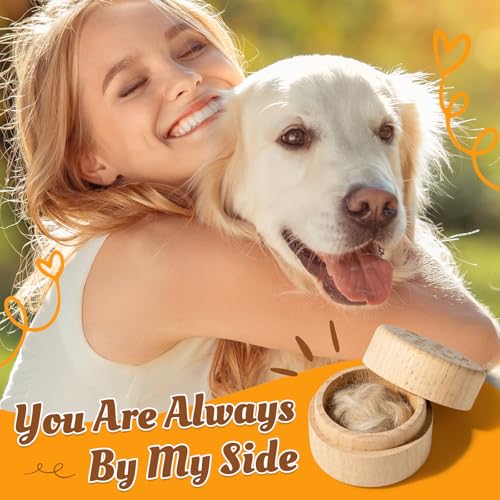 Pet Fur Keepsake Box, Round Wooden Memorial Box for Dog and Cat Hair - color: Round