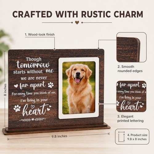 Dog Memorial Gifts For Loss Of Dog Picture Frame, Pet Memorial Gifts For Dogs Photo Keepsake, Wooden Picture Frame for 4x6 Photo Pet Loss Gifts Sympathy Decor Bereavement Remembrance Gift